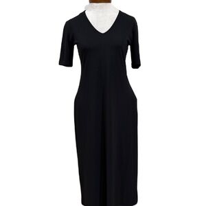Gap v-neck short sleeve midi dress Small black